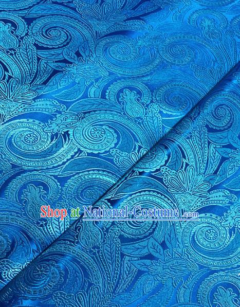 Chinese Classical Pattern Design Blue Brocade Asian Traditional Cheongsam Silk Fabric Tang Suit Fabric Material