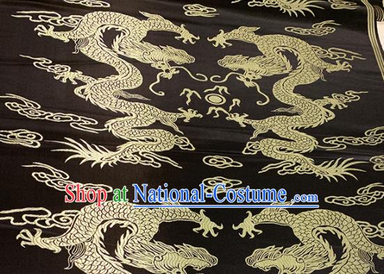 Chinese Classical Dragons Pattern Design Black Brocade Asian Traditional Cheongsam Silk Fabric Tang Suit Fabric Material