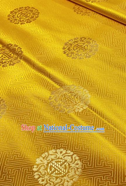 Chinese Classical Round Pattern Design Golden Brocade Asian Traditional Cheongsam Silk Fabric Tang Suit Fabric Material