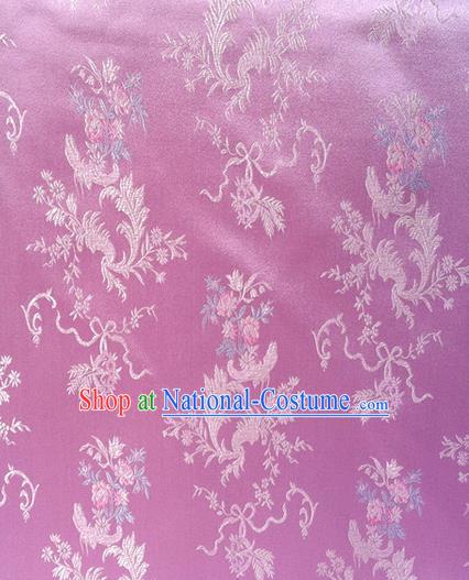 Chinese Classical Ribbon Chrysanthemum Pattern Design Pink Brocade Asian Traditional Hanfu Silk Fabric Tang Suit Fabric Material