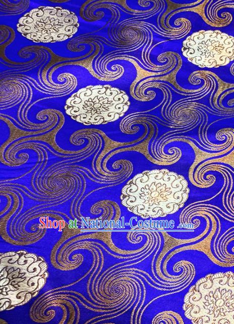 Chinese Classical Buddhism Lotus Pattern Design Royalblue Brocade Drapery Asian Traditional Tang Suit Silk Fabric Material