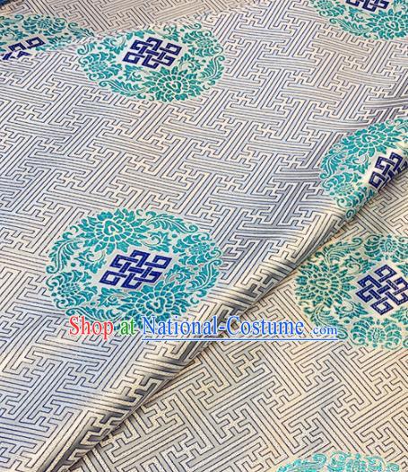 Chinese Classical Buddhism Lotus Pattern Design White Brocade Drapery Asian Traditional Tang Suit Silk Fabric Material