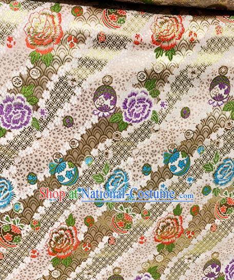 Chinese Classical Peony Pattern Design Golden Brocade Drapery Asian Traditional Tang Suit Silk Fabric Material