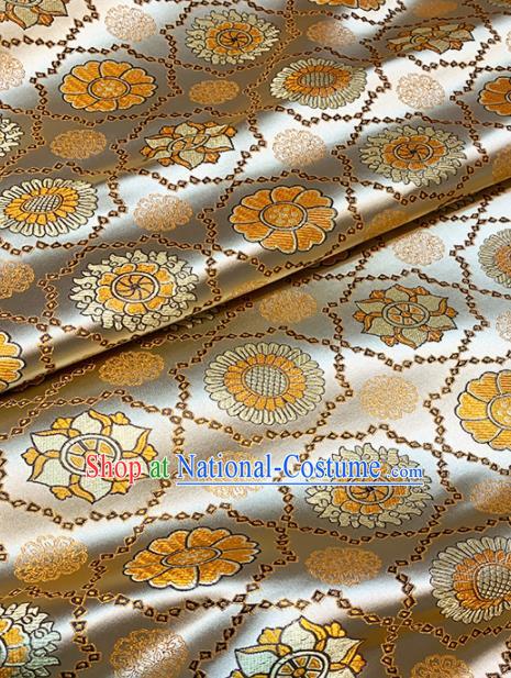 Chinese Classical Galsang Flower Pattern Design Golden Brocade Drapery Asian Traditional Tang Suit Silk Fabric Material