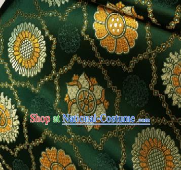 Chinese Classical Galsang Flower Pattern Design Deep Green Brocade Drapery Asian Traditional Tang Suit Silk Fabric Material