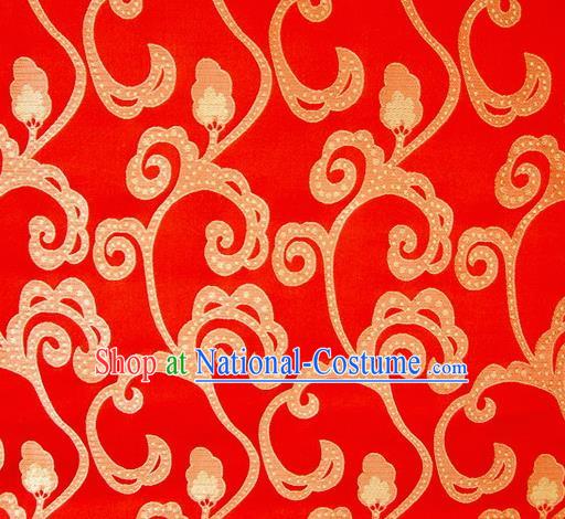 Chinese Classical Hook Chrysanthemum Pattern Design Red Brocade Asian Traditional Hanfu Silk Fabric Tang Suit Fabric Material