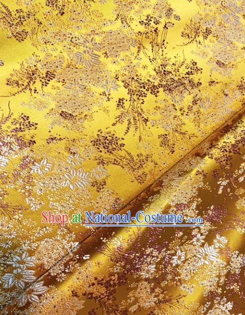 Japan Classical Pattern Design Golden Brocade Asian Japanese Traditional Kimono Silk Fabric Material