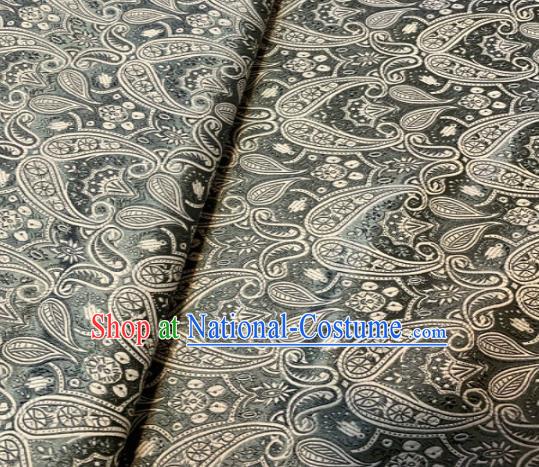 Chinese Classical Birdfoot Pattern Design Grey Brocade Drapery Asian Traditional Tang Suit Silk Fabric Material