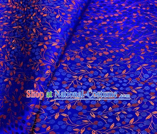 Chinese Classical Little Flowers Pattern Design Royalblue Brocade Drapery Asian Traditional Tang Suit Silk Fabric Material