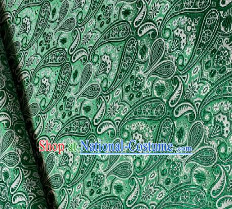 Chinese Classical Satin Loquat Flowers Pattern Design Green Brocade Drapery Asian Traditional Tang Suit Silk Fabric Material