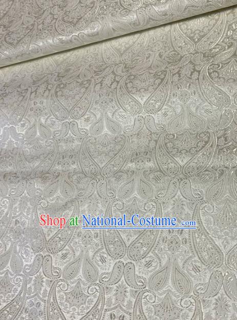 Chinese Classical Satin Loquat Flowers Pattern Design White Brocade Drapery Asian Traditional Tang Suit Silk Fabric Material