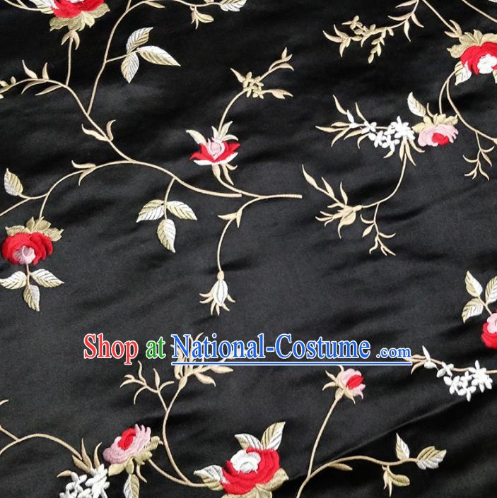 Traditional Chinese Classical Cirrus Pattern Design Fabric Black Brocade Tang Suit Satin Drapery Asian Silk Material