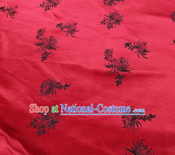 Traditional Chinese Classical Chrysanthemum Pattern Design Fabric Red Brocade Tang Suit Satin Drapery Asian Silk Material