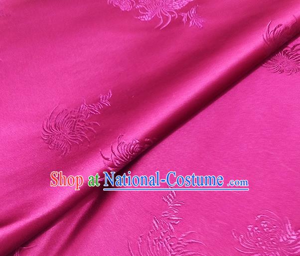 Traditional Chinese Classical Chrysanthemum Pattern Design Fabric Rosy Brocade Tang Suit Satin Drapery Asian Silk Material