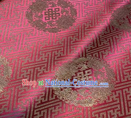 Chinese Classical Rosy Satin Traditional Longevity Chrysanthemum Pattern Design Brocade Drapery Asian Tang Suit Silk Fabric Material