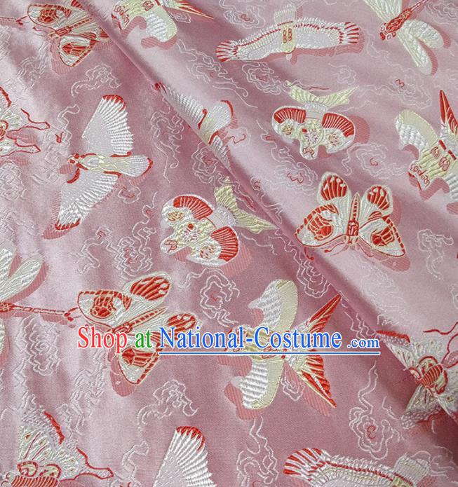 Traditional Chinese Classical Kites Pattern Design Fabric Pink Brocade Tang Suit Satin Drapery Asian Silk Material