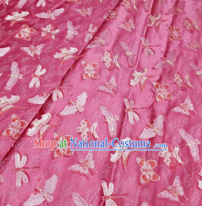 Traditional Chinese Classical Kites Pattern Design Fabric Rosy Brocade Tang Suit Satin Drapery Asian Silk Material