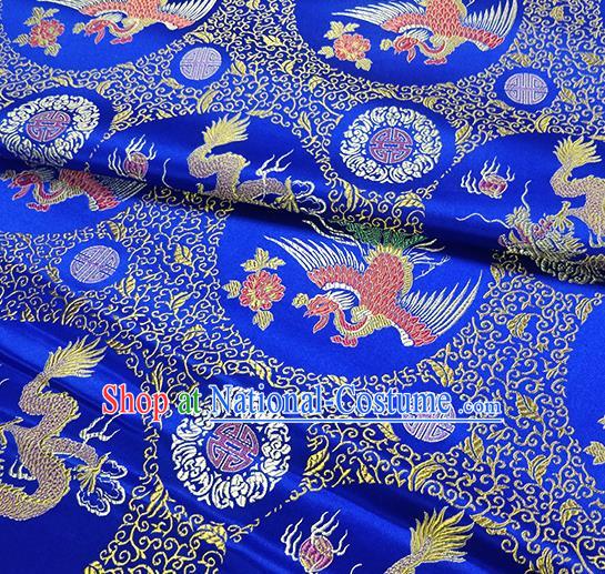 Traditional Chinese Classical Phoenix Pattern Design Fabric Royalblue Brocade Tang Suit Satin Drapery Asian Silk Material