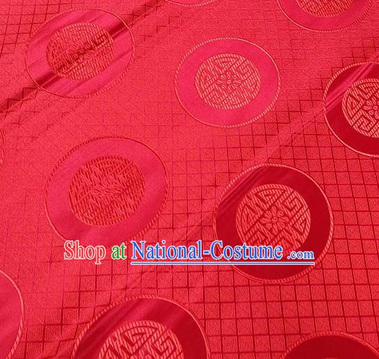 Traditional Chinese Classical Lucky Pattern Design Fabric Red Brocade Tang Suit Satin Drapery Asian Silk Material