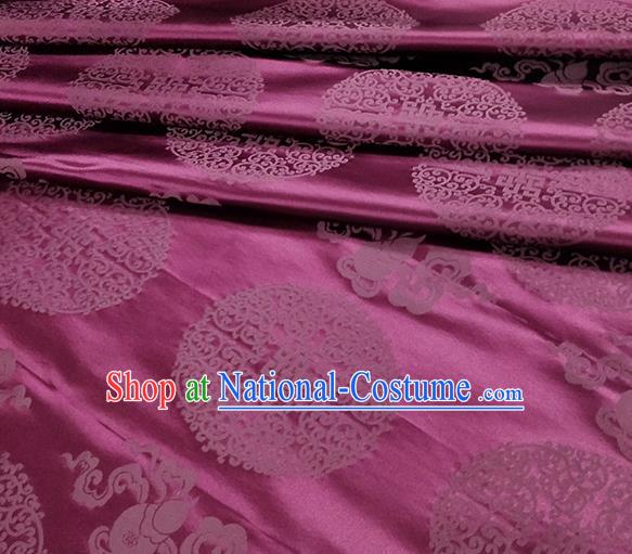 Traditional Chinese Classical Ribbon Cucurbit Pattern Design Fabric Purple Brocade Tang Suit Satin Drapery Asian Silk Material