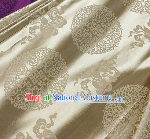 Traditional Chinese Classical Ribbon Cucurbit Pattern Design Fabric Light Golden Brocade Tang Suit Satin Drapery Asian Silk Material