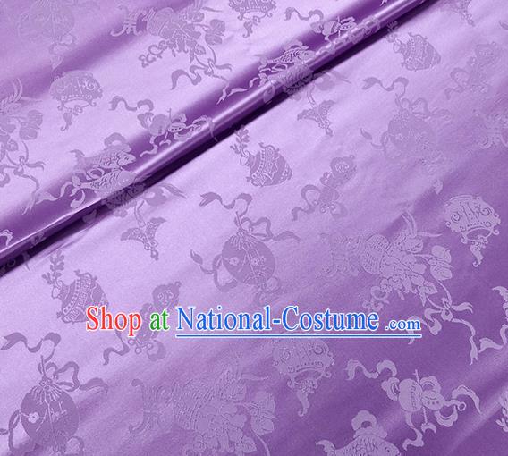 Traditional Chinese Classical Ribbon Cucurbit Pattern Design Fabric Light Purple Brocade Tang Suit Satin Drapery Asian Silk Material