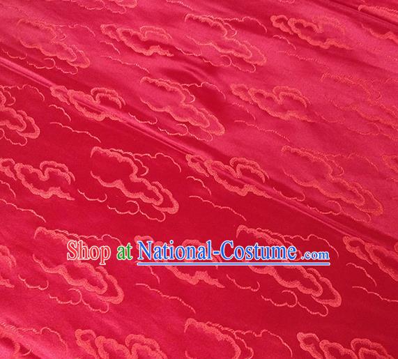 Traditional Chinese Classical Auspicious Clouds Pattern Design Fabric Red Brocade Tang Suit Satin Drapery Asian Silk Material