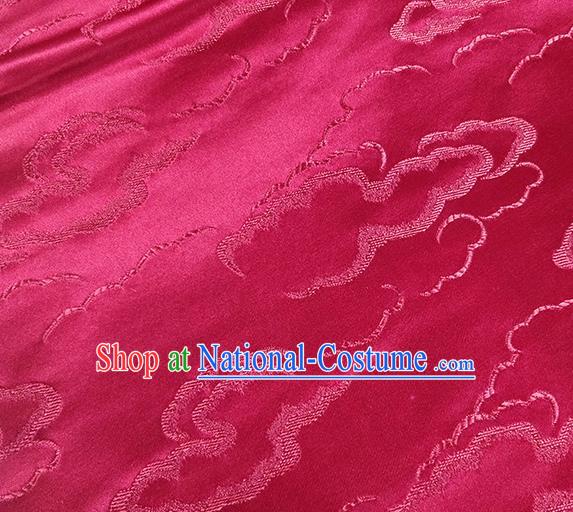 Traditional Chinese Classical Auspicious Clouds Pattern Design Fabric Wine Red Brocade Tang Suit Satin Drapery Asian Silk Material