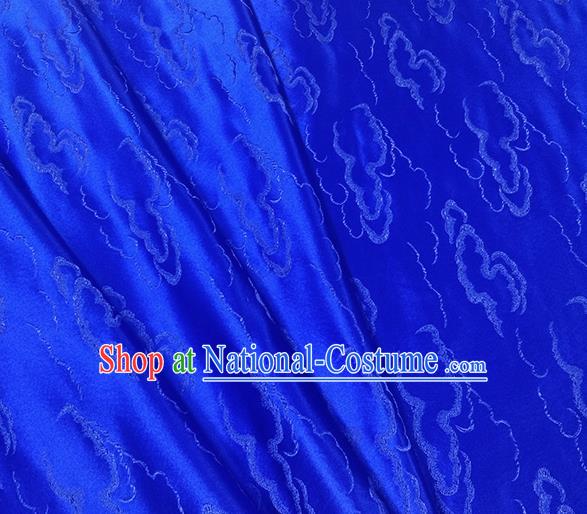 Traditional Chinese Classical Auspicious Clouds Pattern Design Fabric Royalblue Brocade Tang Suit Satin Drapery Asian Silk Material