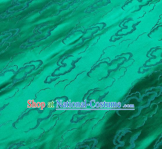 Traditional Chinese Classical Auspicious Clouds Pattern Design Fabric Green Brocade Tang Suit Satin Drapery Asian Silk Material