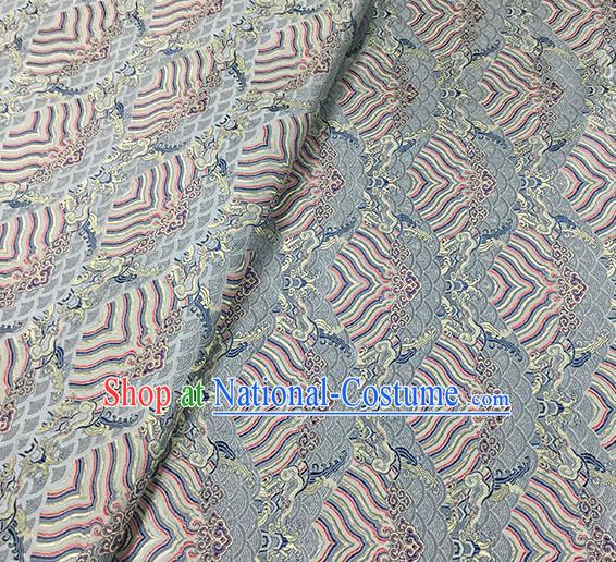 Traditional Chinese Classical Waves Pattern Design Fabric Grey Brocade Tang Suit Satin Drapery Asian Silk Material