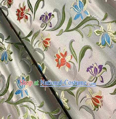 Chinese Classical White Brocade Traditional Pattern Design Satin Drapery Asian Tang Suit Silk Fabric Material