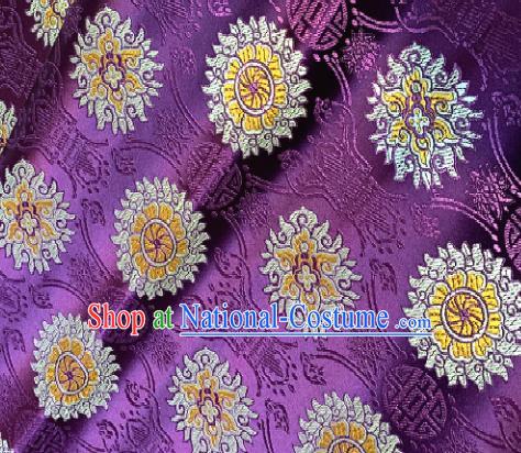 Chinese Classical Purple Brocade Traditional Pattern Design Satin Drapery Asian Tang Suit Silk Fabric Material