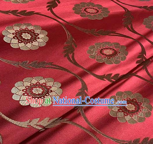 Chinese Traditional Lotus Pattern Design Purplish Red Brocade Classical Satin Drapery Asian Tang Suit Silk Fabric Material