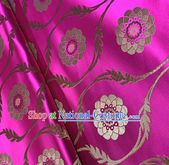 Chinese Traditional Lotus Pattern Design Rosy Brocade Classical Satin Drapery Asian Tang Suit Silk Fabric Material