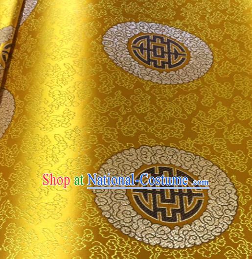 Traditional Chinese Royal Pattern Design Golden Brocade Classical Satin Drapery Asian Tang Suit Silk Fabric Material