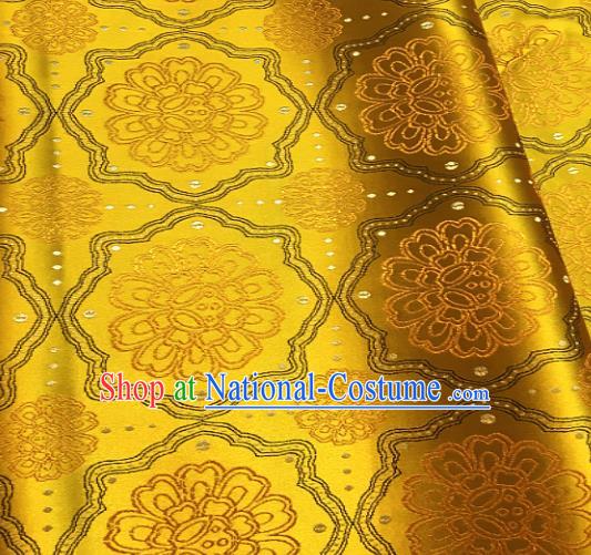 Traditional Chinese Pattern Design Golden Brocade Classical Satin Drapery Asian Tang Suit Silk Fabric Material