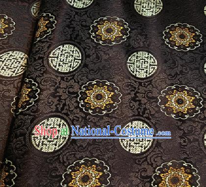 Traditional Chinese Pattern Design Brown Brocade Classical Satin Drapery Asian Tang Suit Silk Fabric Material