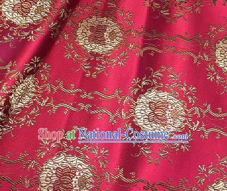 Traditional Chinese Lotus Pattern Design Rosy Brocade Classical Satin Drapery Asian Tang Suit Silk Fabric Material