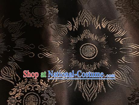 Traditional Chinese Pattern Design Brown Brocade Classical Satin Drapery Asian Tang Suit Silk Fabric Material