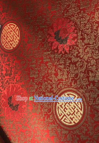 Traditional Chinese Classical Pattern Design Red Brocade Satin Drapery Asian Tang Suit Silk Fabric Material