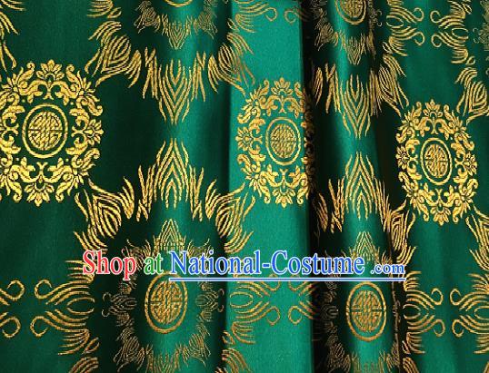 Traditional Chinese Classical Pattern Design Green Brocade Satin Drapery Asian Tang Suit Silk Fabric Material