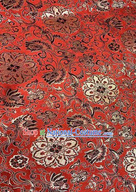 Purplish Red Brocade Traditional Chinese Classical Lotus Pattern Design Satin Drapery Asian Tang Suit Silk Fabric Material