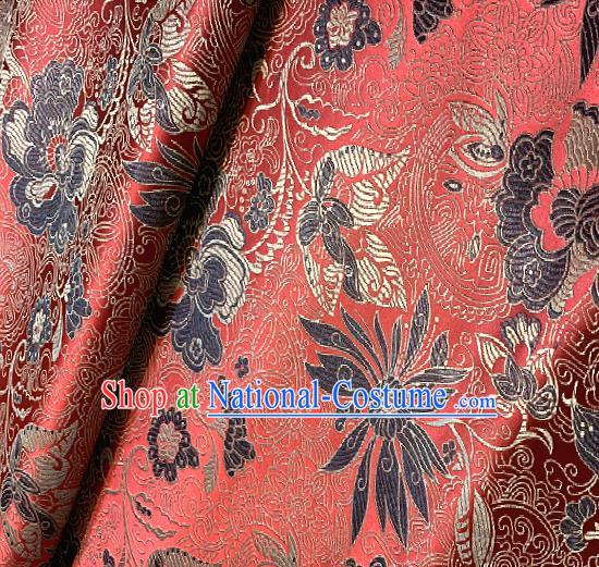 Red Brocade Traditional Chinese Classical Pattern Design Satin Drapery Asian Tang Suit Silk Fabric Material