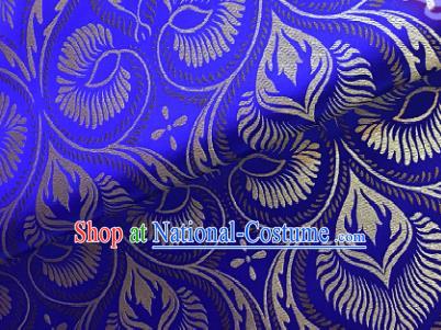 Traditional Chinese Royalblue Brocade Classical Pattern Design Satin Drapery Asian Tang Suit Silk Fabric Material