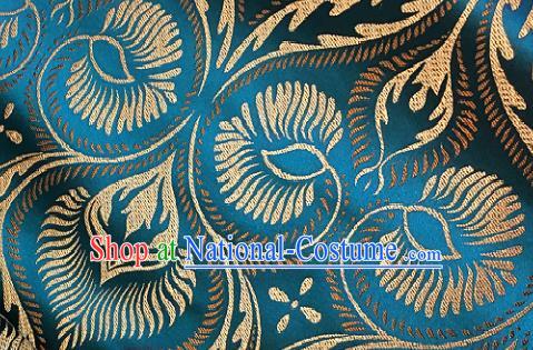 Traditional Chinese Blue Brocade Classical Pattern Design Satin Drapery Asian Tang Suit Silk Fabric Material