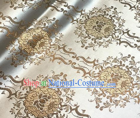 Traditional Chinese Light Golden Brocade Classical Royal Lotus Pattern Design Satin Drapery Asian Tang Suit Silk Fabric Material