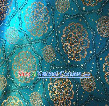 Traditional Chinese Tang Suit Fabric Blue Brocade Classical Royal Pattern Design Satin Drapery Asian Silk Material