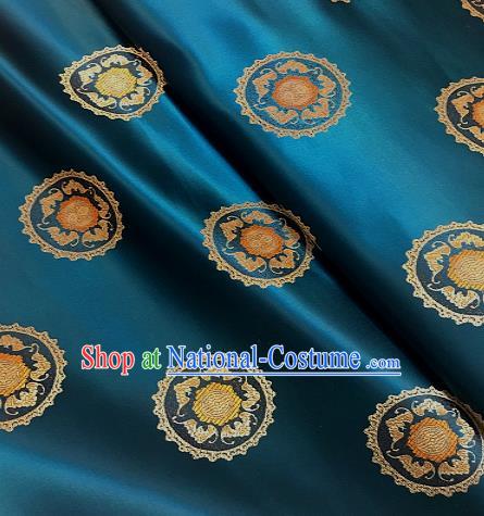 Traditional Chinese Tang Suit Fabric Peacock Blue Brocade Classical Pattern Design Satin Drapery Asian Silk Material