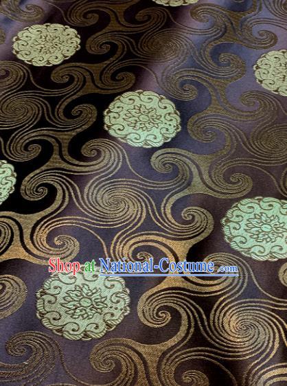 Traditional Chinese Tang Suit Fabric Purple Brocade Classical Lotus Pattern Design Satin Drapery Asian Silk Material